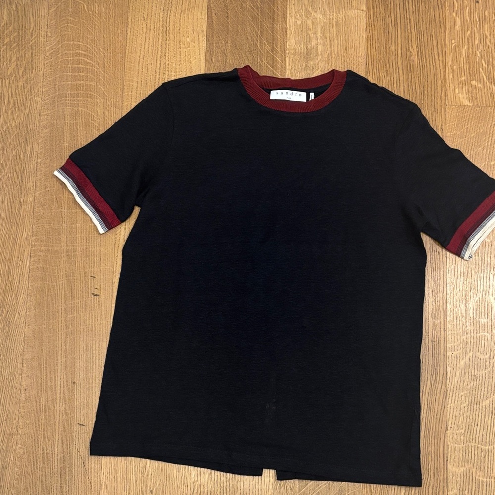 Sandro Black and Red Short Sleeve Tee